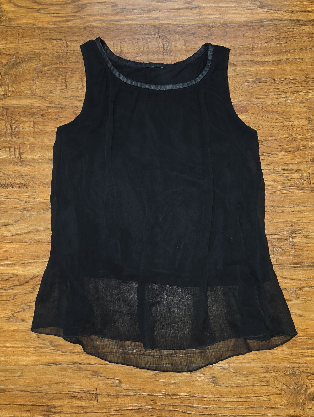 SO Black Sleeveless Chiffon Layered Camisole Tank Top Small